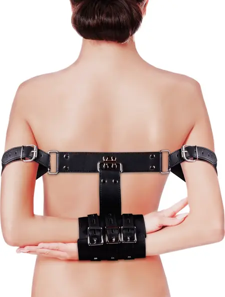 Shots Leather Arm Binder Model - Adjustable Black Restraint System