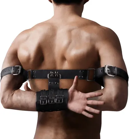 Shots Leather Arm Binder Model - Adjustable Black Restraint System