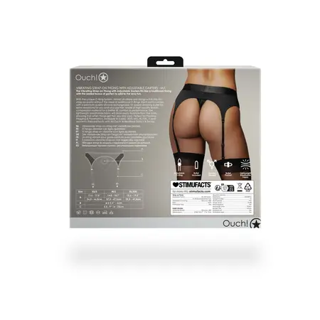 Shots Vibrating Strap-On Thong with Adjustable Garters M/L Black