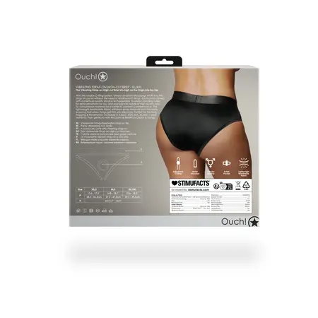 Sinner Gear Vibrating High-Cut Strap-On Brief XL/XXL Black Rechargeable