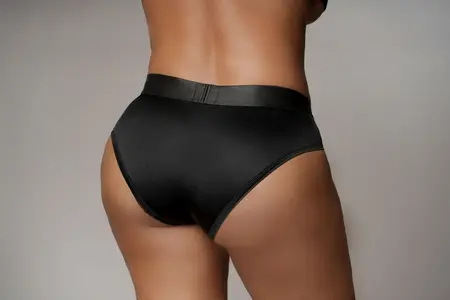 Sinner Gear Vibrating High-Cut Strap-On Brief XL/XXL Black Rechargeable