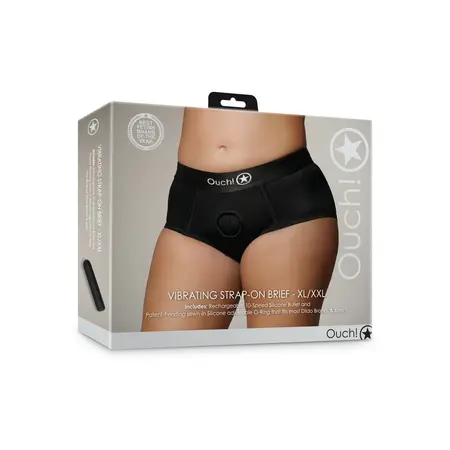 Satisfyer Vibrating Strap-On Brief XL/XXL - Black, 10-Speed Bullet, Adjustable Fit
