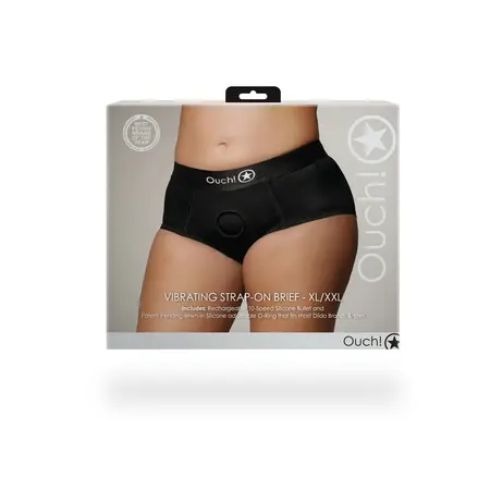 Satisfyer Vibrating Strap-On Brief XL/XXL - Black, 10-Speed Bullet, Adjustable Fit