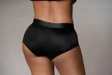 Satisfyer Vibrating Strap-On Brief XL/XXL - Black, 10-Speed Bullet, Adjustable Fit