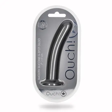 OUCH! Smooth Silicone 17 cm Intimate Model with Suction Cup, Metallic Blue