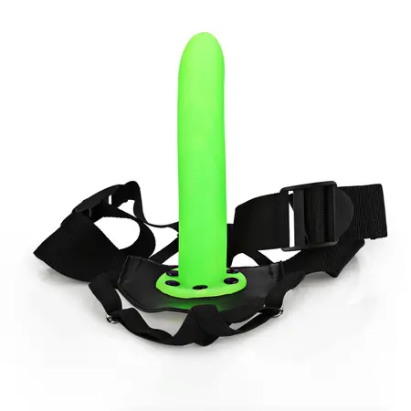 Ouch! Glow in the Dark Curved Hollow Strap-On Adjustable 20 cm