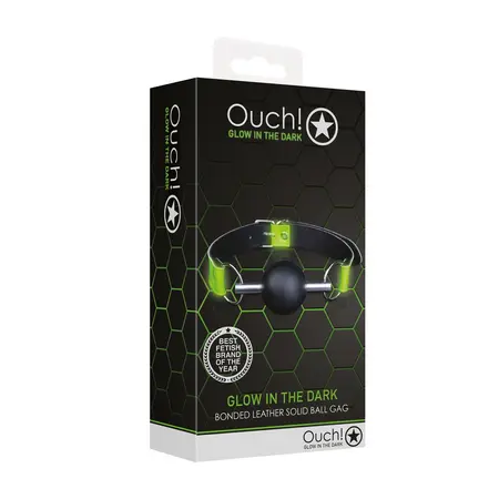Ouch! Glow in the Dark Solid Ball Gag - Universal Size, Luminous Green