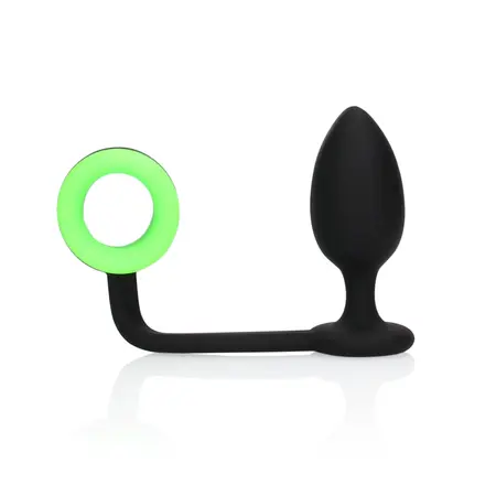 Ouch! Glow in the Dark Silicone Plug & Support Ring - Fluorescent Green