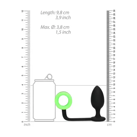 Ouch! Glow in the Dark Silicone Plug & Support Ring - Fluorescent Green