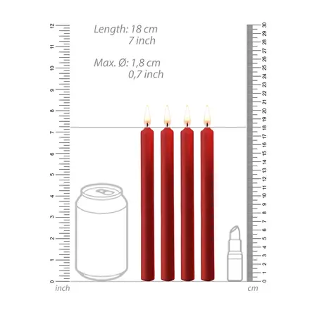 Ouch! Teasing Wax Candles Set 4pcs Large Red - Sensory Play Accessory