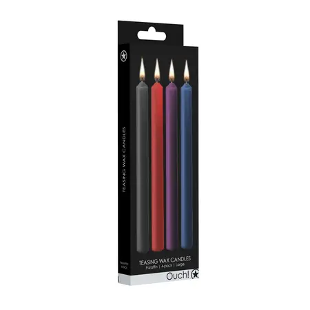 Ouch! Teasing Wax Candles Set - 4 Large Pieces, Multicolor