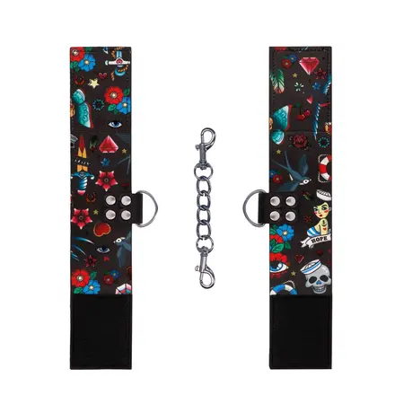 OUCH! Adjustable Printed Ankle Cuffs with Velcro Fastening - Universal Fit