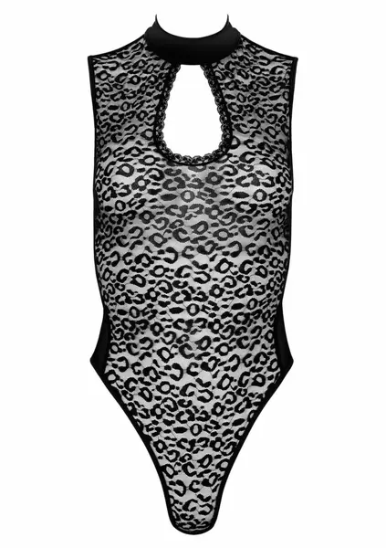 Body BD100 Wet-Look & Lace Sleeveless Bodysuit, Black, S-XL
