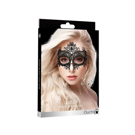 OUCH! Queen Black Lace Mask - Elegant Lightweight Venetian Style