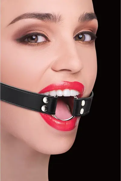 Ouch! Adjustable Leather Ring Gag - Universal Fit, Black