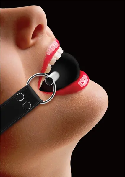 Ouch! Classic Solid Ball Gag Adjustable Leather Strap Black