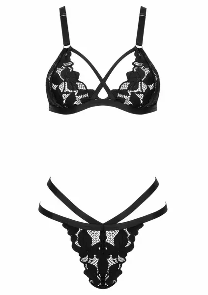 TP103-2 Black Lace Lingerie Set with Adjustable Straps, 2 Pieces