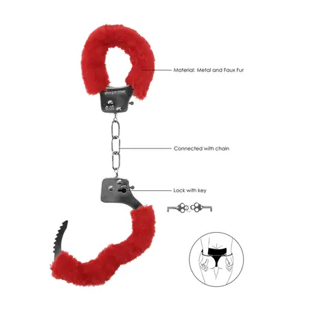 LoversPremium Furry Handcuffs with Quick-Release Safety System, Black