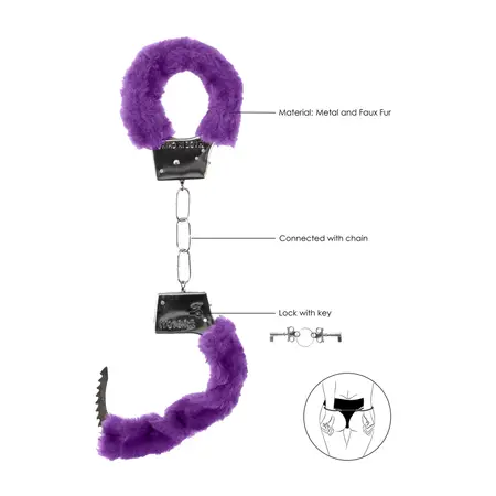 You2Toys Beginners Furry Handcuffs - Soft Plush Quick-Release Silver