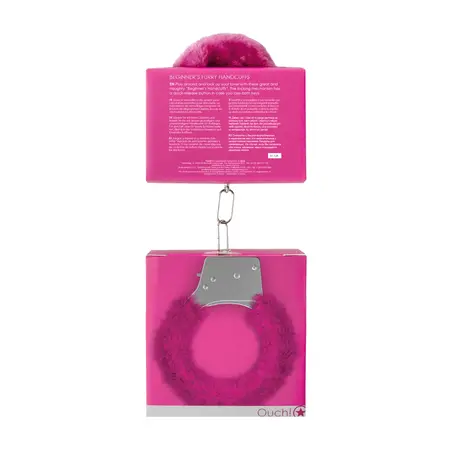 Ouch! Beginner Furry Handcuffs - Soft Plush, Adjustable, Black