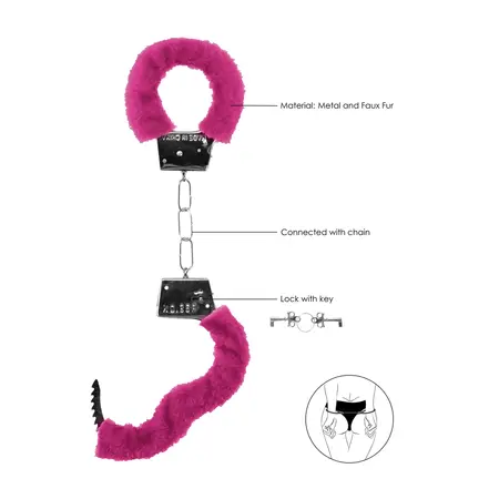 Ouch! Beginner Furry Handcuffs - Soft Plush, Adjustable, Black