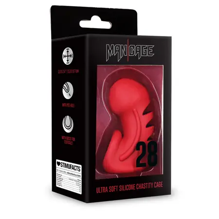 ManCage Model 28 Ultra Soft Silicone Chastity System Black