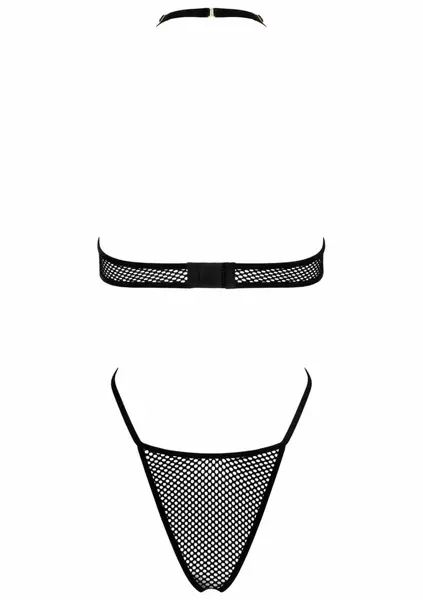 Body BD104 by Body - Wide-Mesh Black Bodysuit with Side Cut-Outs