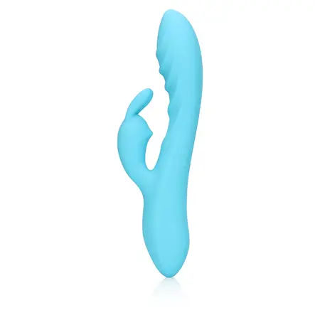 Loveline Ribbed Ultra Soft Silicone Rabbit Vibrator Glacial Blue