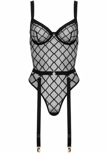 Body BD105 by Body - Elegant Mesh Bodysuit with Removable Suspender Belt
