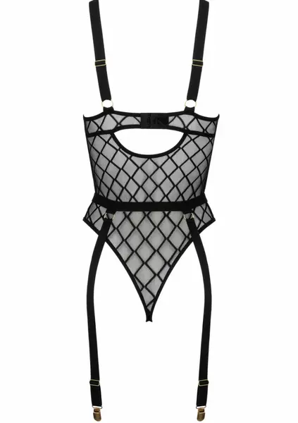 Body BD105 by Body - Elegant Mesh Bodysuit with Removable Suspender Belt