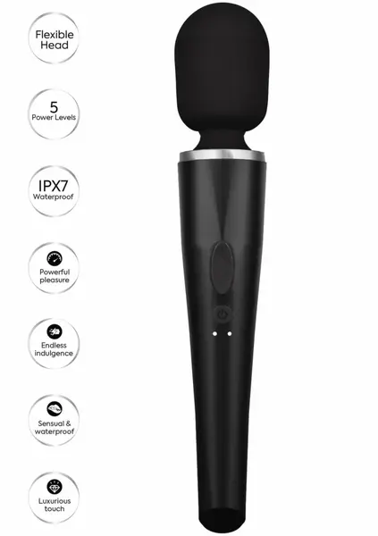 CARESSE Pro Wand Massager 8000rpm IPX7 Silicone 30.6cm Black