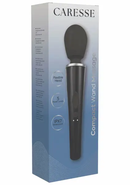 CARESSE Compact Wand Massager 25cm Flexible Silicone Head Waterproof