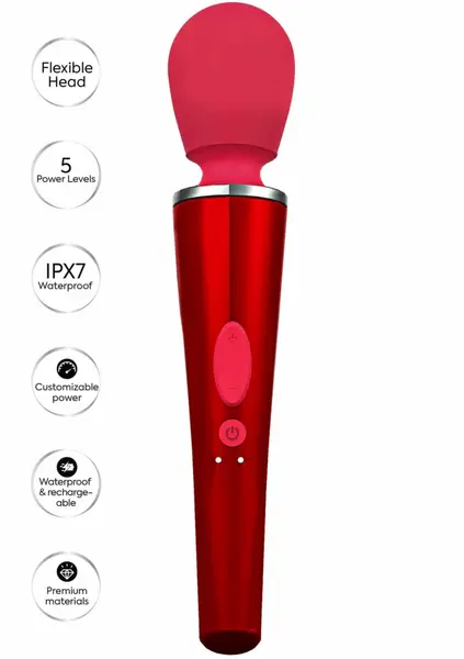 CARESSE Compact Wand Massager 25cm IPX7 Silicone Rechargeable Black
