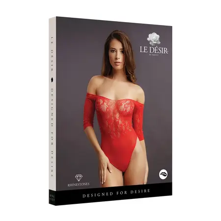 Shots Crotchless Rhinestone Lace Teddy One Size - Elegant Intimate Bodysuit