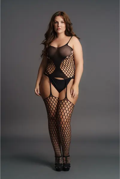 Leg Avenue Plus Size Bodystocking Fence Net Pattern XXL-5XL