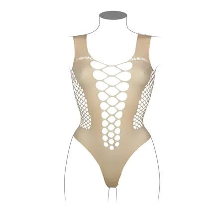 Obsessive V-Neck Intimate Bodysuit with Opaque Panels Queen Size