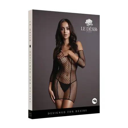 Shots Duo Net Mini Dress Black One Size - Dual Mesh Design