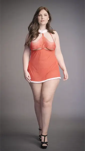 Merry Plus Size Babydoll Set by Merry - Deep Red, Adjustable, 1X-3XL