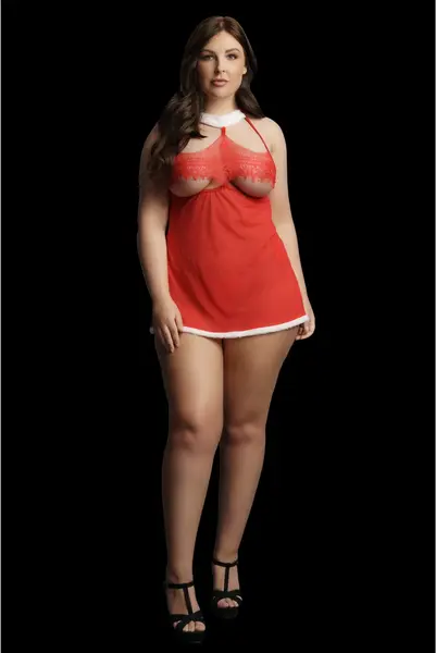 Merry Plus Size Babydoll Set by Merry - Deep Red, Adjustable, 1X-3XL