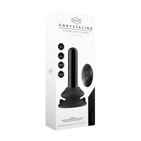 Chrystalino Thumby Black Glass Model with 10-Speed Vibration & Suction Cup