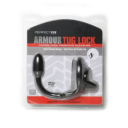 Perfect Fit Armour Tug Lock Small - Intimate Ring with Ball Strap & Plug