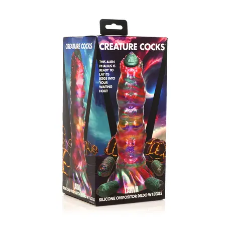 Creature Cocks Larva Silicone Ovipositor Model with Colorful Eggs, Large Size
