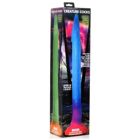 XR Brands Makara Silicone Snake Glow-in-the-Dark Model 40cm Multicolor