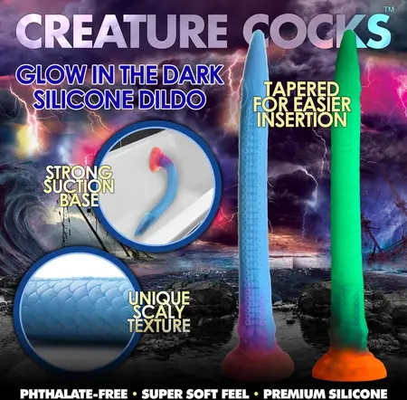 XR Brands Makara Silicone Snake Glow-in-the-Dark Model 40cm Multicolor