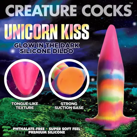 XR Brands Unicorn Tongue Silicone Glow Rainbow 18cm Intimate Device