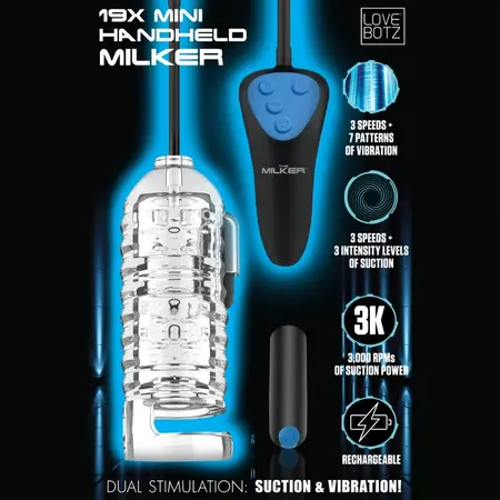 XR Brands Mini Handheld Intimate Machine Black - 3 Speed, Vibrating, Portable