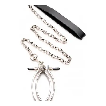 XR Brands Pussy Tugger Adjustable Intimate Clamp with PU Handle 848518046796