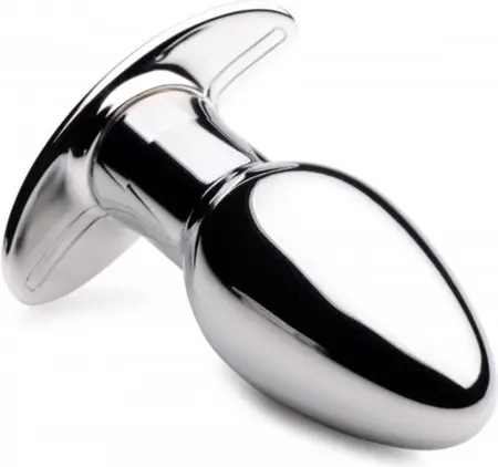 XR Brands Chrome Blast Small Metal Plug Rechargeable Vibrating Remote