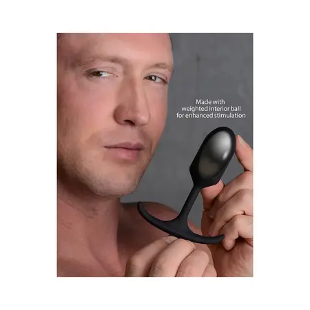 XR Brands Heavy Hitter Silicone Intimate Plug Small Weighted Black
