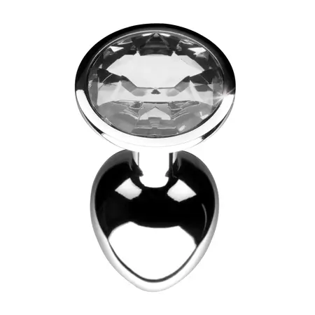 Booty Sparks Clear Gem Plug Small - Aluminum, Tapered, Crystal Accent